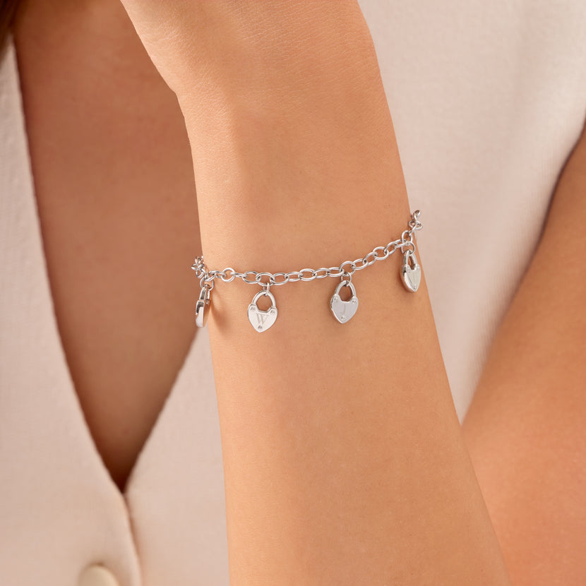 Custom Multi Love Locks Bracelet (Silver)