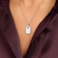 Fingerprint Moon & Star Tag Necklace (Silver)