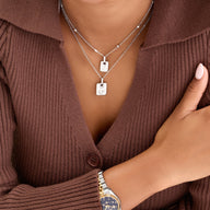 Fingerprint Moon & Star Tag Necklace (Silver)