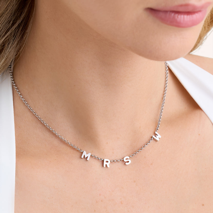 Custom 'Mrs' Initial Necklace (Silver)