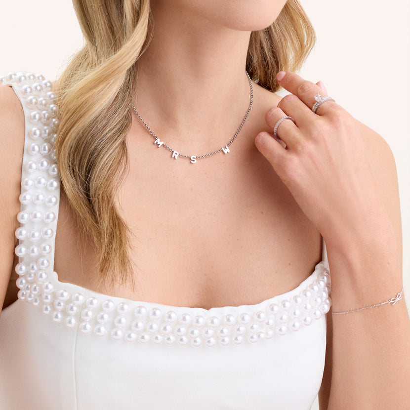 Custom 'Mrs' Initial Necklace (Silver)