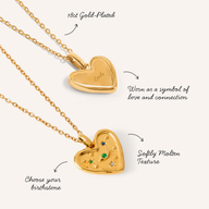 Talisman Heart Birthstone Necklace (Gold)