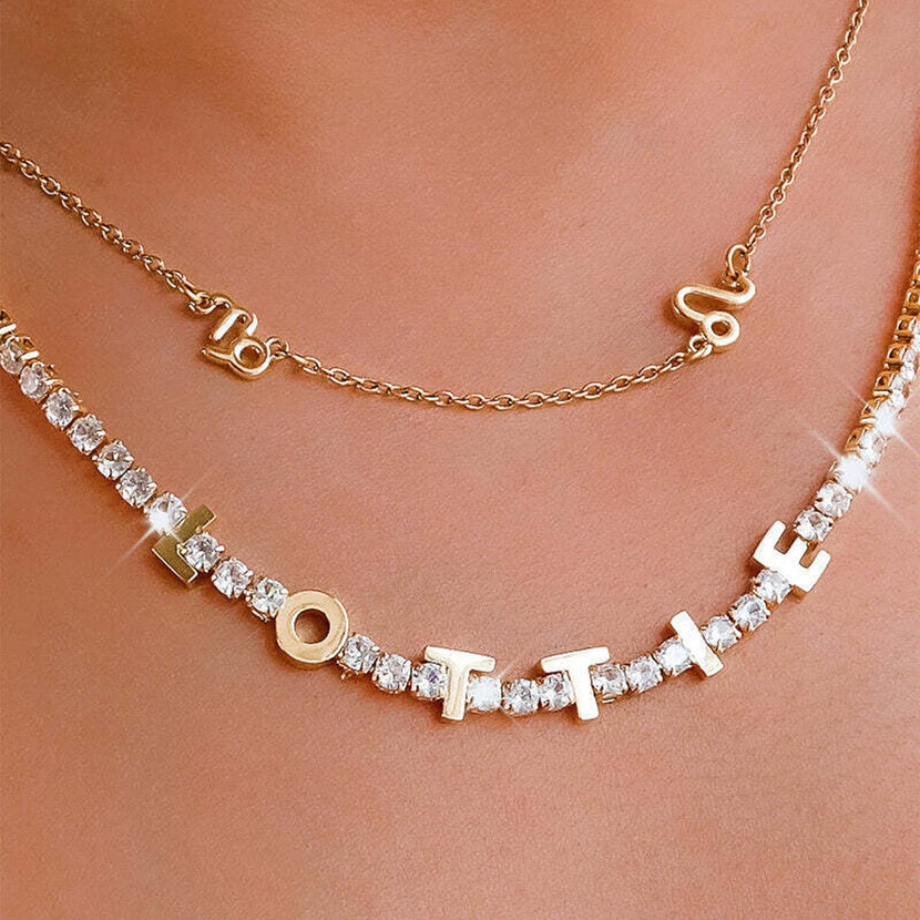 Custom Name Tennis Necklace (Gold)