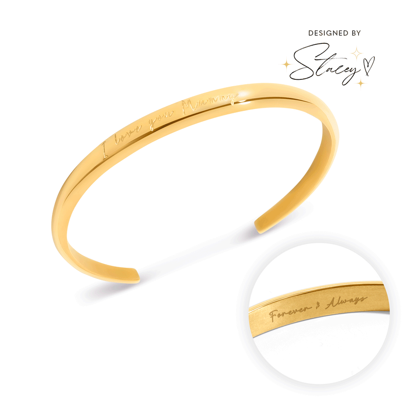 Custom Handwritten Domed Bangle (Gold)