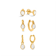 Signature Cut White Quartz Ear Stacking Set (Gold)