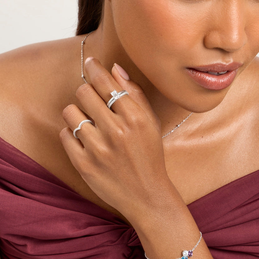 Emerald Cut Solitaire Ring 1ct (Silver)