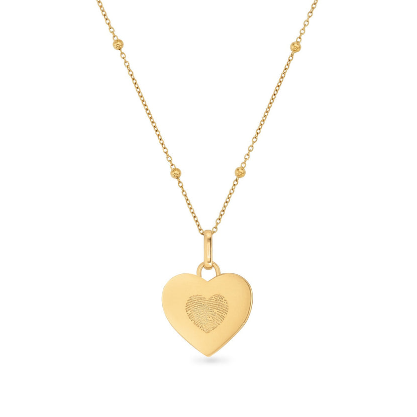 Uniquely Yours Fingerprint Heart Necklace - Single Fingerprint (Gold)