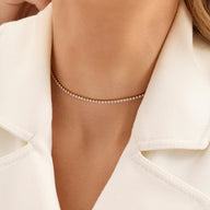 Fine Tennis Chain Necklace (Gold)