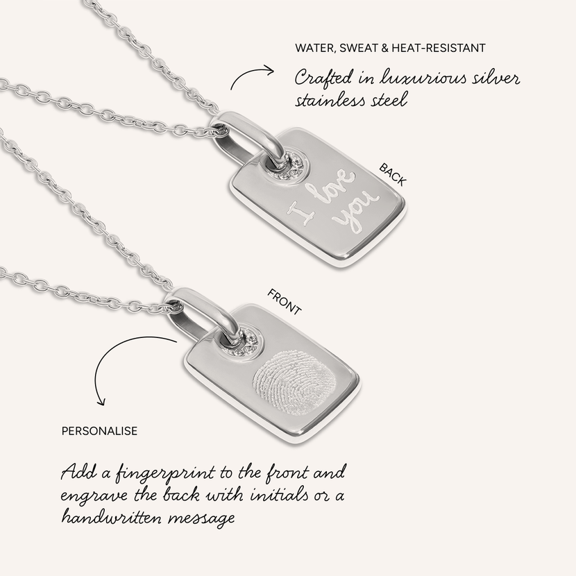 Fingerprint Written In The Stars Tag Necklace (Silver)