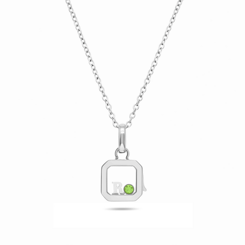 Floating Charm Cushion Locket Necklace (Silver)