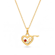 Floating Charm Heart Locket Necklace (Gold)