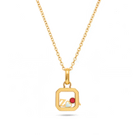Floating Charm Cushion Locket Necklace (Gold)