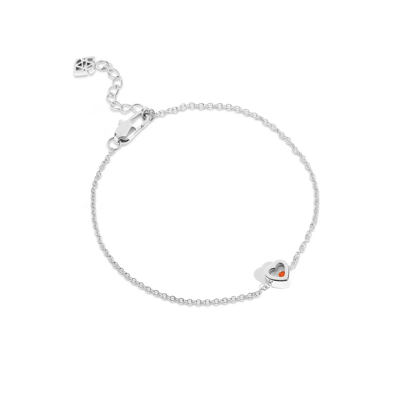 Floating Birthstone Multi Heart Bracelet (Silver)