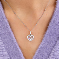 Floating Charm Heart Locket Necklace (Silver)