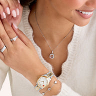 Floating Charm Cushion Locket Necklace (Silver)