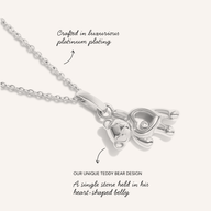 Floating Crystal Bear Necklace (Silver)