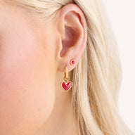 Fuchsia Quartz Heart Earring Set (Gold)
