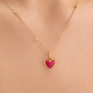 Fuchsia Quartz Heart Pendant (Gold)
