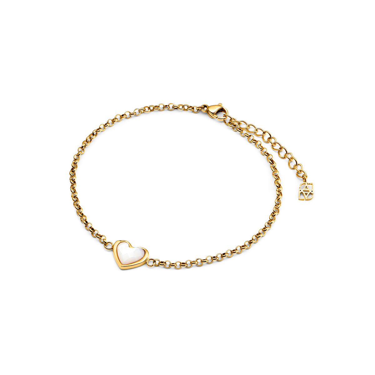 Mother of Pearl Heart Bracelet (Gold)