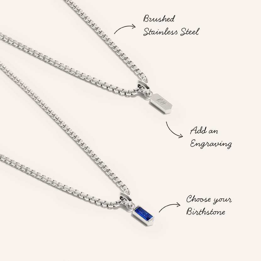 Men's Intersection Birthstone Necklace (Silver)