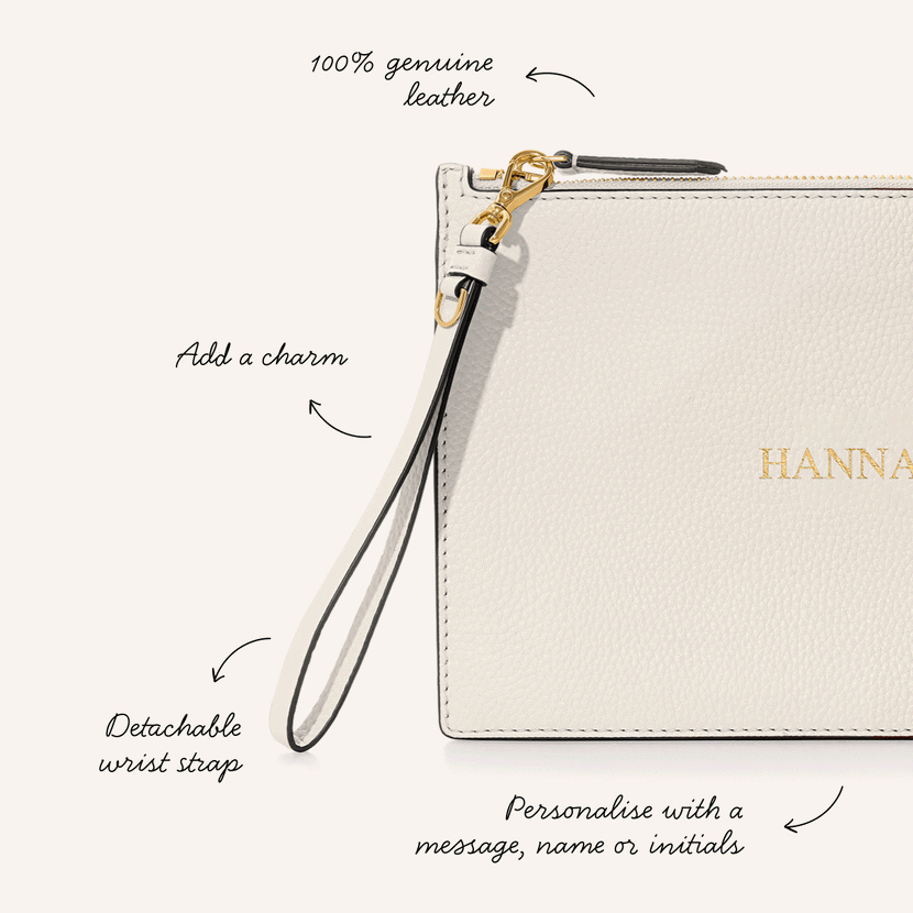 Leather Clutch Pouch (Ivory)