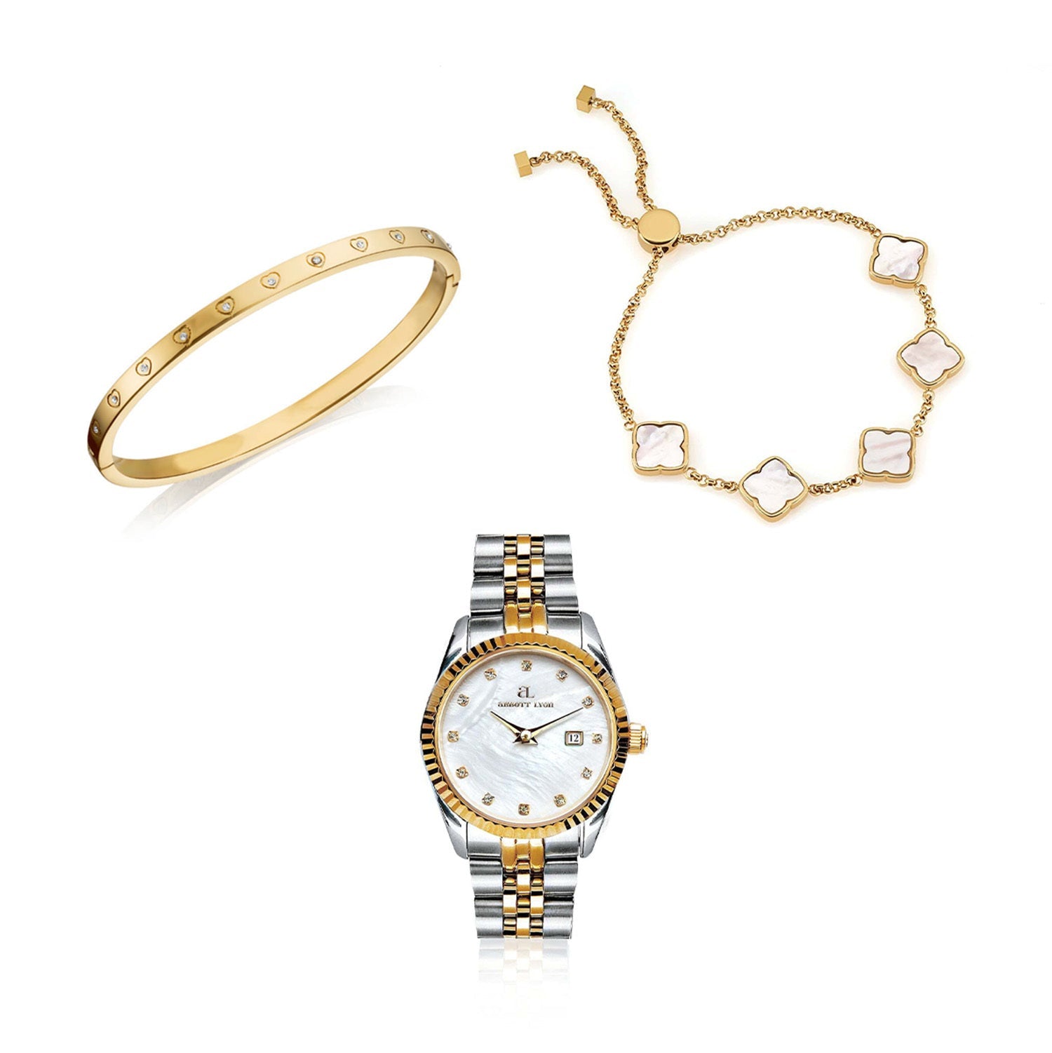 Pearl Belgravia Bracelet Set (Gold)
