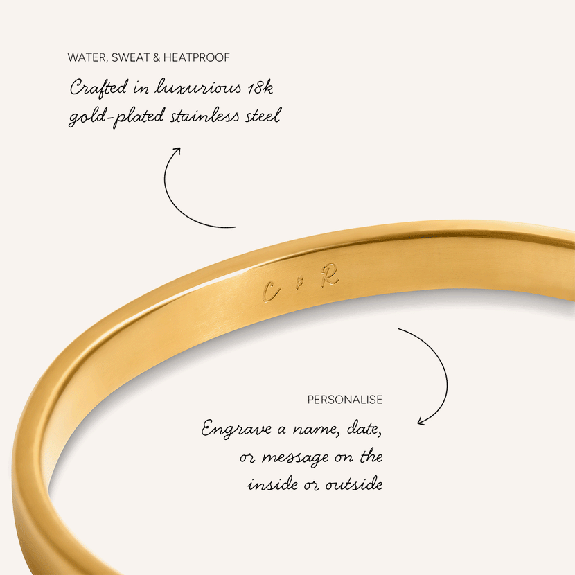 Custom Handwritten Domed Bangle (Gold)