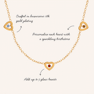 Floating Birthstone Multi Heart Necklace (Gold)