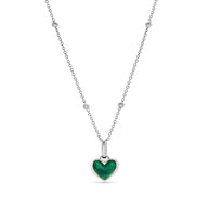 Green Quartz Heart Necklace (Silver)
