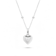Heart Double Photo Locket Necklace (Silver)