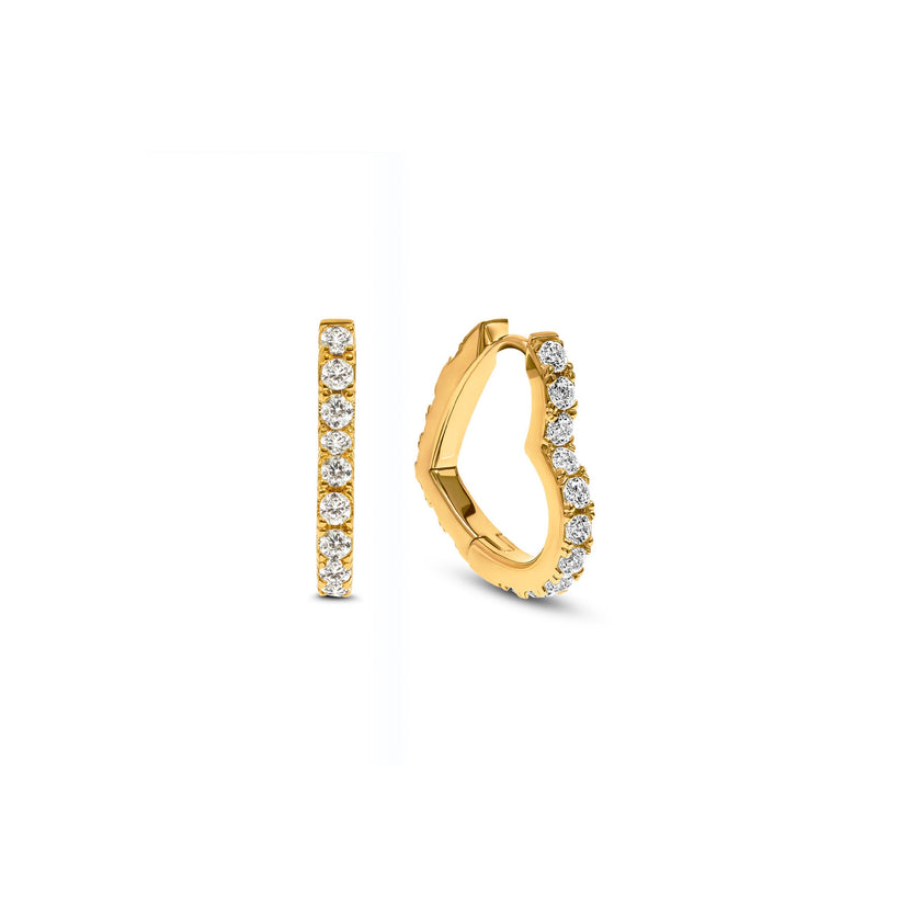 Pavé Heart Hoops (Gold)