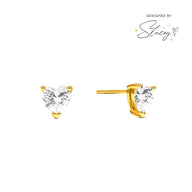 Heart Solitaire Stud Earrings 1ct (Gold)