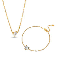 Heart Bracelet & Necklace Set (Gold)