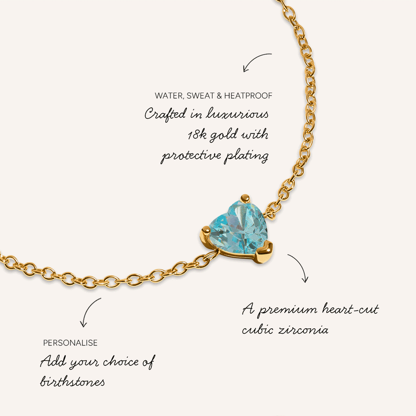 Birthstone Heart Legacy Bracelet 1ct (Gold)