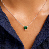 Heart Birthstone Legacy Necklace 1ct (Silver)