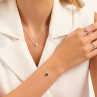 Heart Bracelet & Necklace Set (Silver)