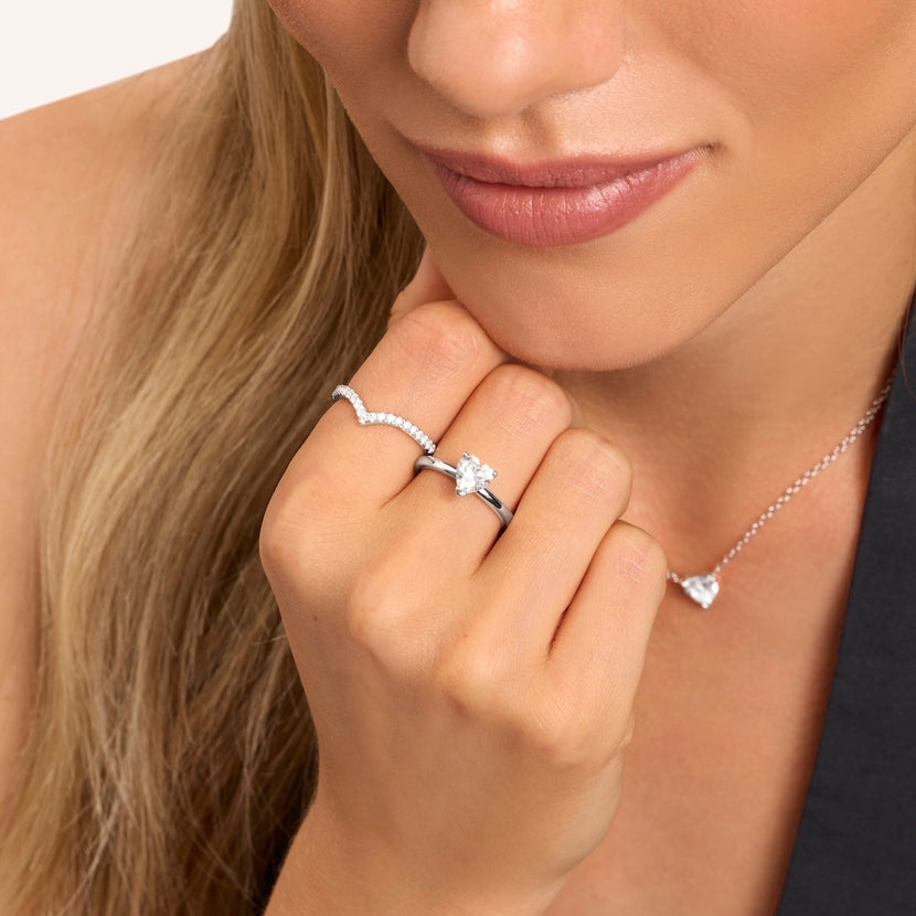 Heart Cut Solitaire Ring 1ct (Silver)