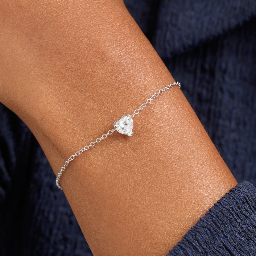 Birthstone Heart Legacy Bracelet 1ct (Silver)