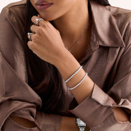 Heart Tennis Bracelet (Silver)