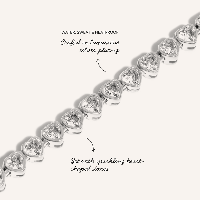 Heart Tennis Bracelet (Silver)