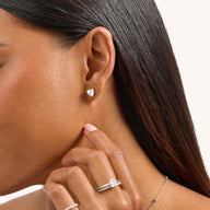 Heart Solitaire Stud Earrings 1ct (Silver)