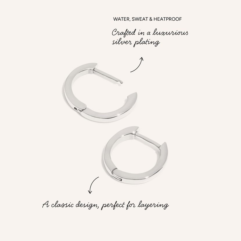 Round Huggie Hoop Earrings (Silver)