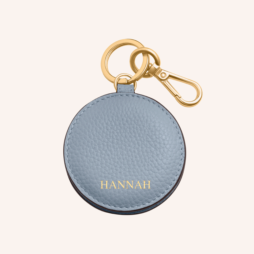 Leather Mirror Keyring (Powder Blue)