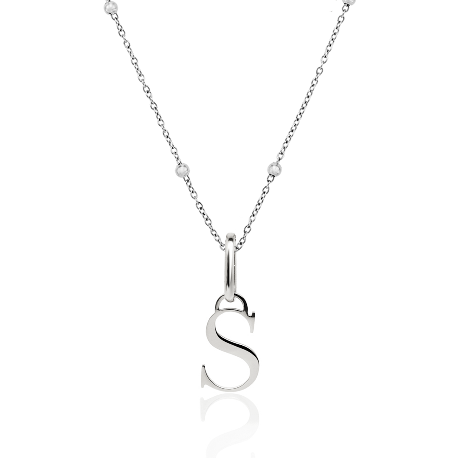 Silver Initial Necklace Personalised Letter Pendant