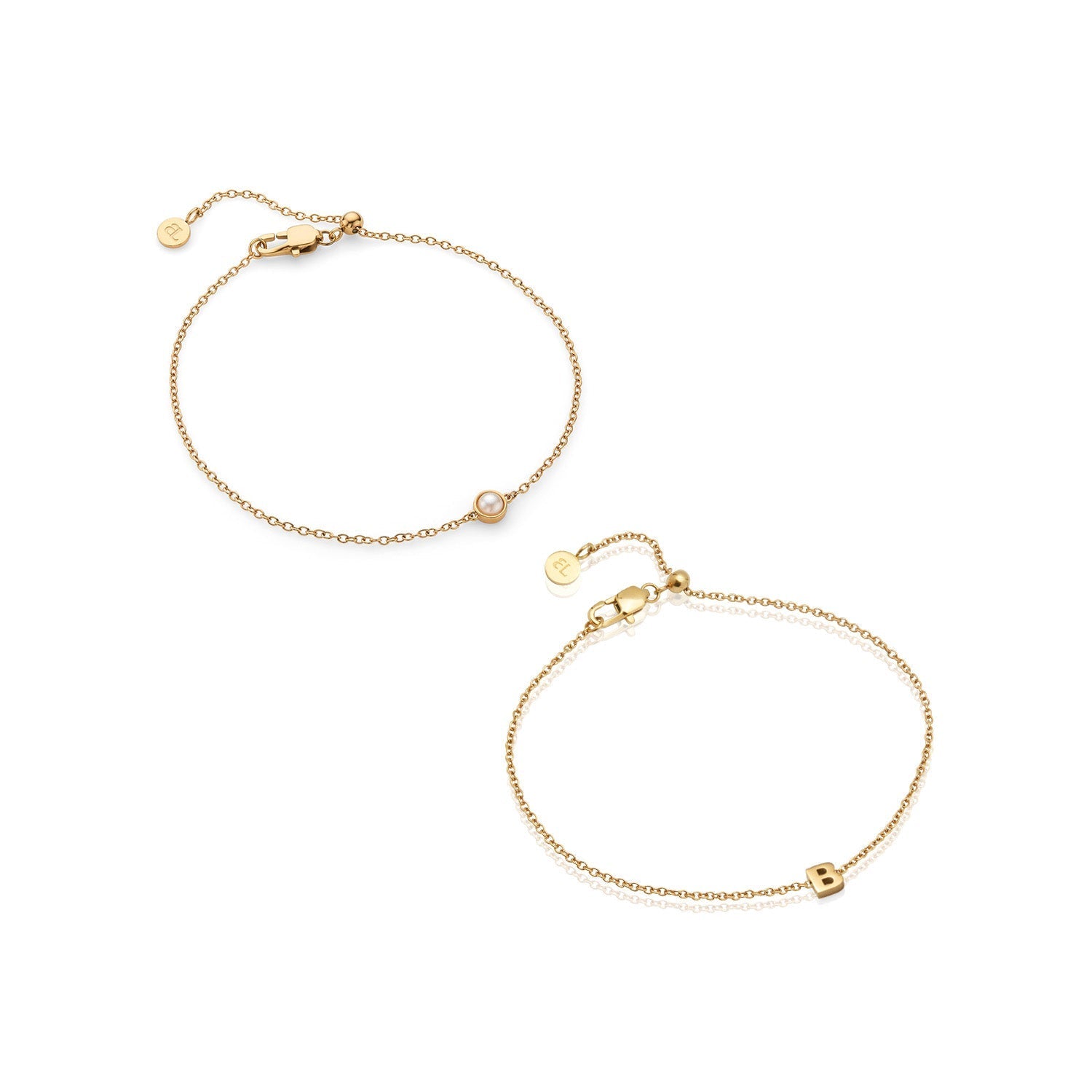 Initial Pearl Bracelet Set (Gold)