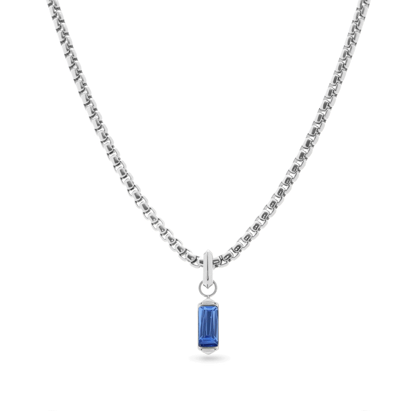 Men's Intersection Birthstone Necklace (Silver)