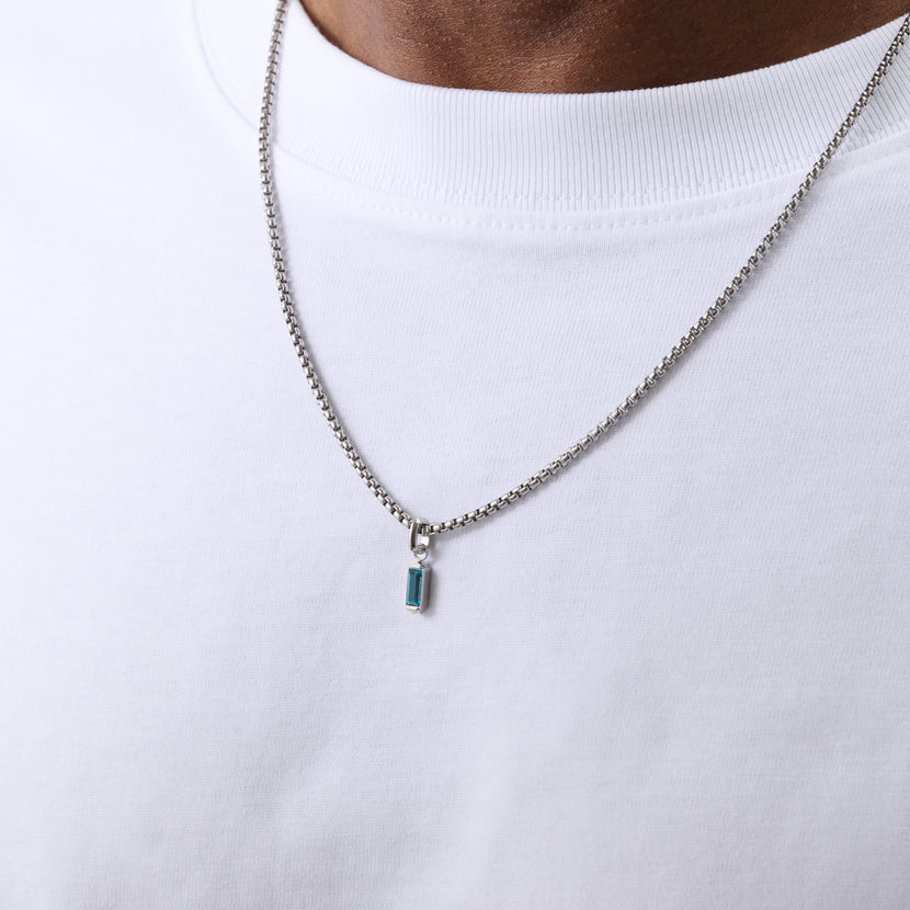 Men's Intersection Birthstone Necklace (Silver)