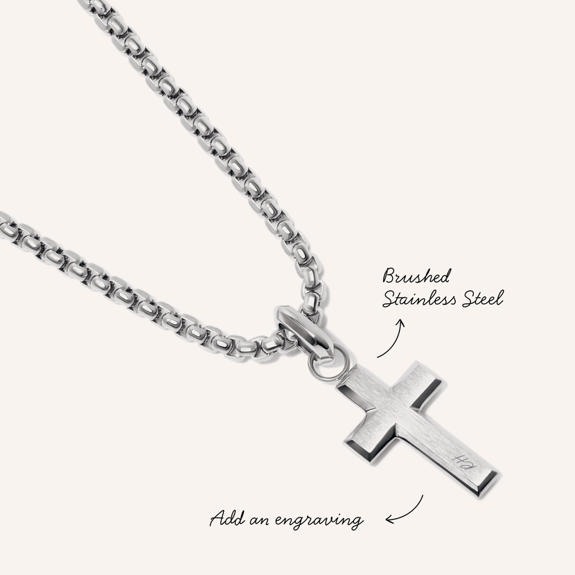 Men's Intersection Cross Necklace (Silver)