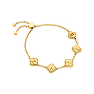 Textured Clover Custom Name Bracelet (Gold)