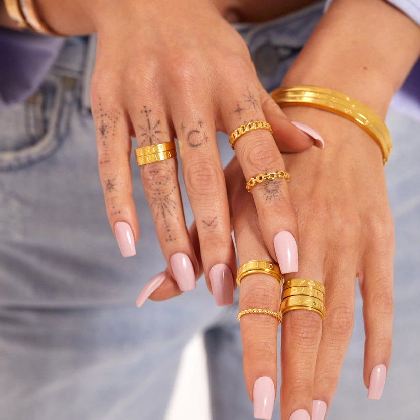 Custom Stamped Name Fidget Ring (Gold)